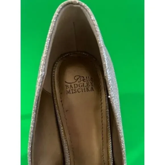 Badgley Mischka Belle Silver 3" Heels Stiletto Pumps Jewel Detail Size 9 - Picture 8 of 9